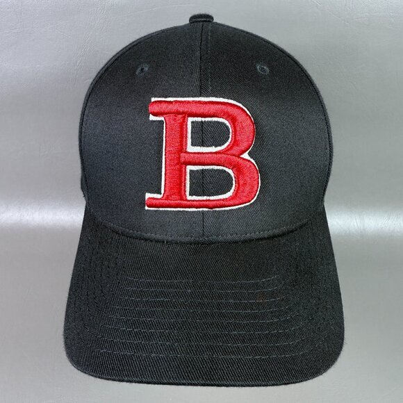 Lids Flexfit Hat Size L-XL Black Red Letter "B" Embroidered Baseball Style Cap - Picture 1 of 12